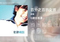 百分之百的女孩吉他谱,老狼歌曲,G调高清图,6张六线原版简谱