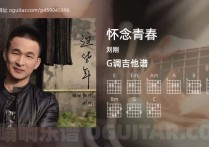 怀念青春吉他谱,刘刚歌曲,G调指弹简谱,4张教学六线谱