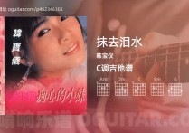 抹去泪水吉他谱,韩宝仪歌曲,C调高清图,3张六线原版简谱