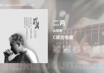 二两吉他谱,丛铭君歌曲,C调指弹简谱,4张教学六线谱