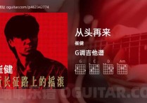 从头再来吉他谱,崔健歌曲,G调高清图,6张六线原版简谱