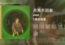 月亮不回家吉他谱,赵紫骅歌曲,C调高清图,4张六线原版简谱