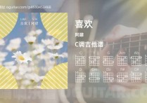 喜欢吉他谱,阿肆歌曲,C调高清图,7张六线原版简谱